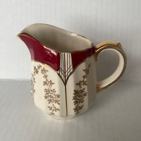 Rare vintage Sadler Creamer. Art Deco. Gold and Burgundy. Sadler. England. 1930' - Picture 2 of 9